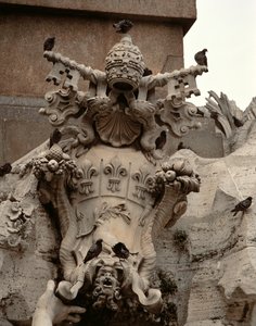 La fuente de los cuatro ríos (detalle del escudo de armas de Inocencio X)